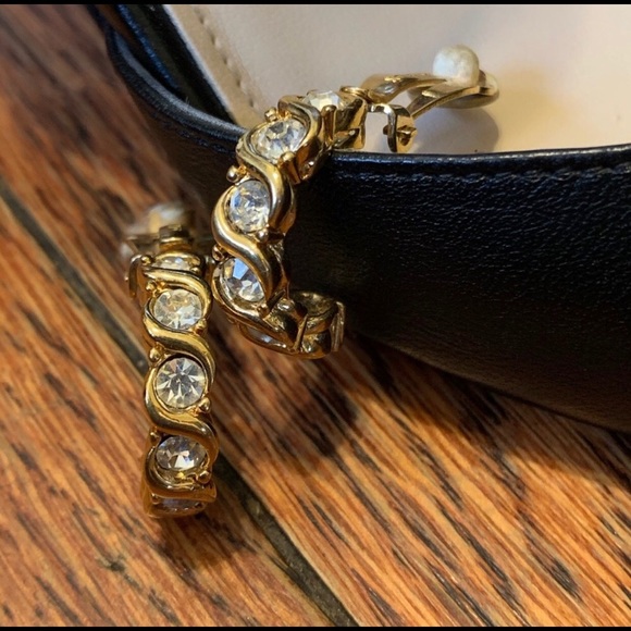 D’Orlan Gold & Diamond Costume Clip-On Earrings - Picture 6 of 9